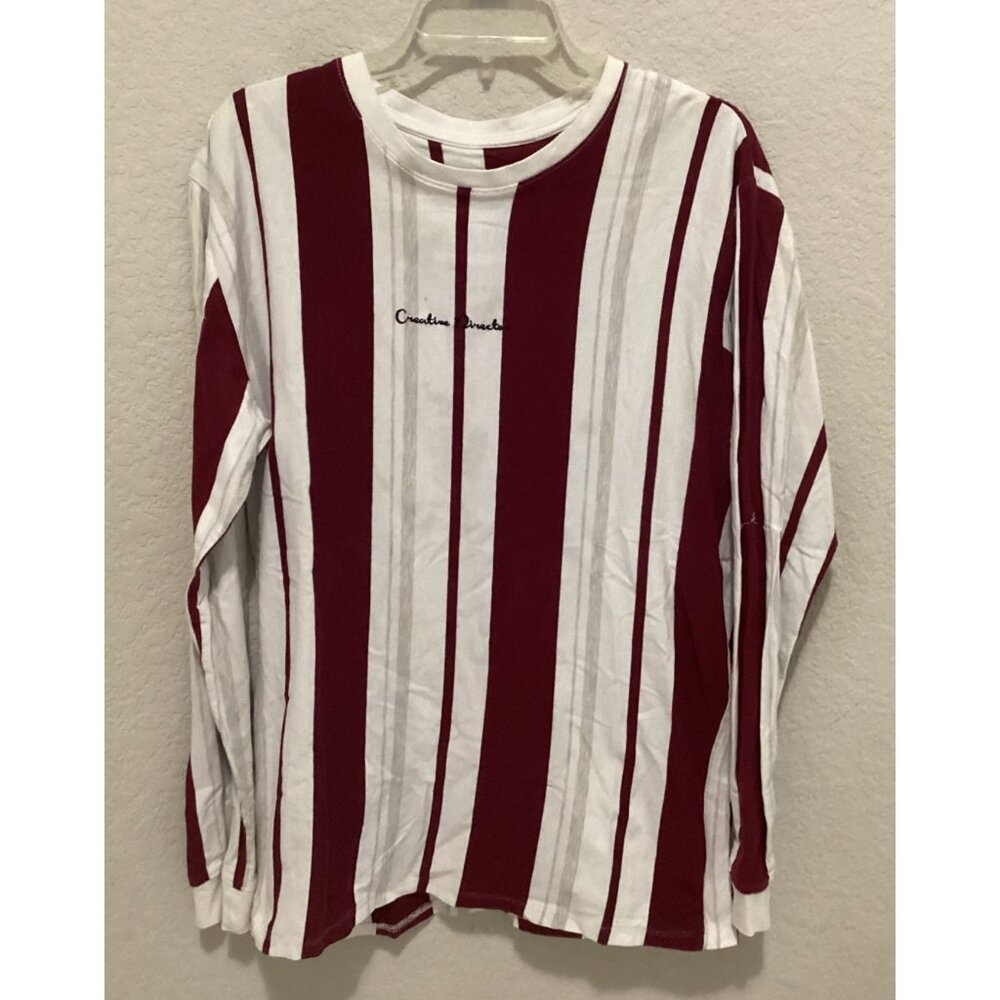 Rustic Soul Red & White Striped Long-Sleeve Crewneck Shirt Size XL